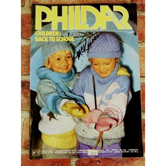 Phildar Knitting Magazine #77 VTG 1980  Children Back to School - Retro Patterns - Picture 1 of 16